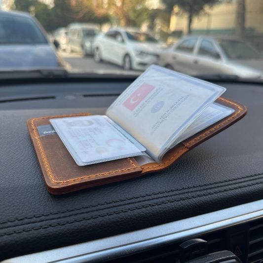 Hakiki Deri Ruhsat Kılıfı – Minimal Araç Ruhsat Cüzdanı