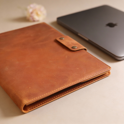 Hakiki Deri A4 Defter Kılıfı - A4 Organizer – El Yapımı Kişiye Özel Premium Evrak Dosyası