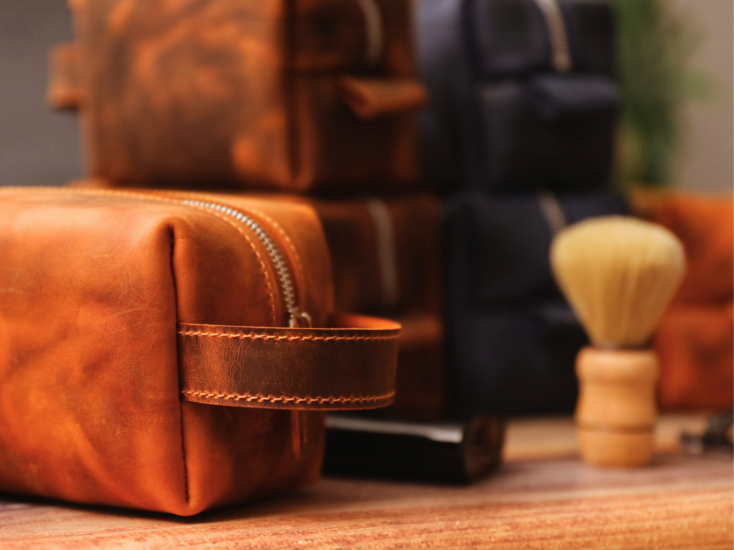 Hakiki Deri Bakım Çantası – Deri Tıraş ve Seyahat Organizer Çanta