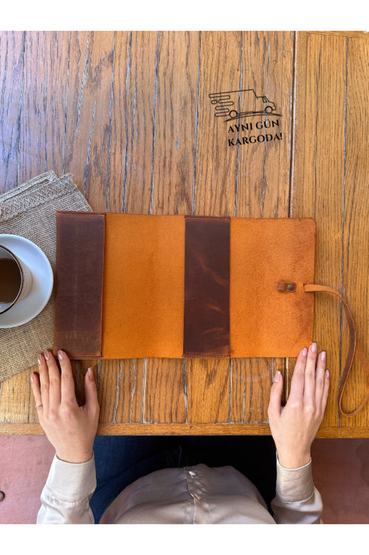 El Yapımı Hakiki Deri A5 Ajanda Defter Kitap Kılıfı