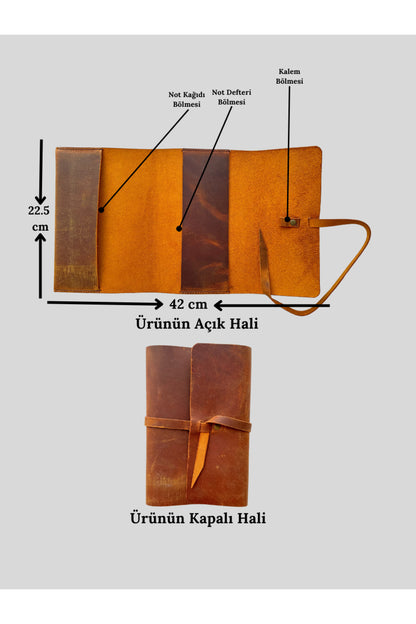 El Yapımı Hakiki Deri A5 Ajanda Defter Kitap Kılıfı