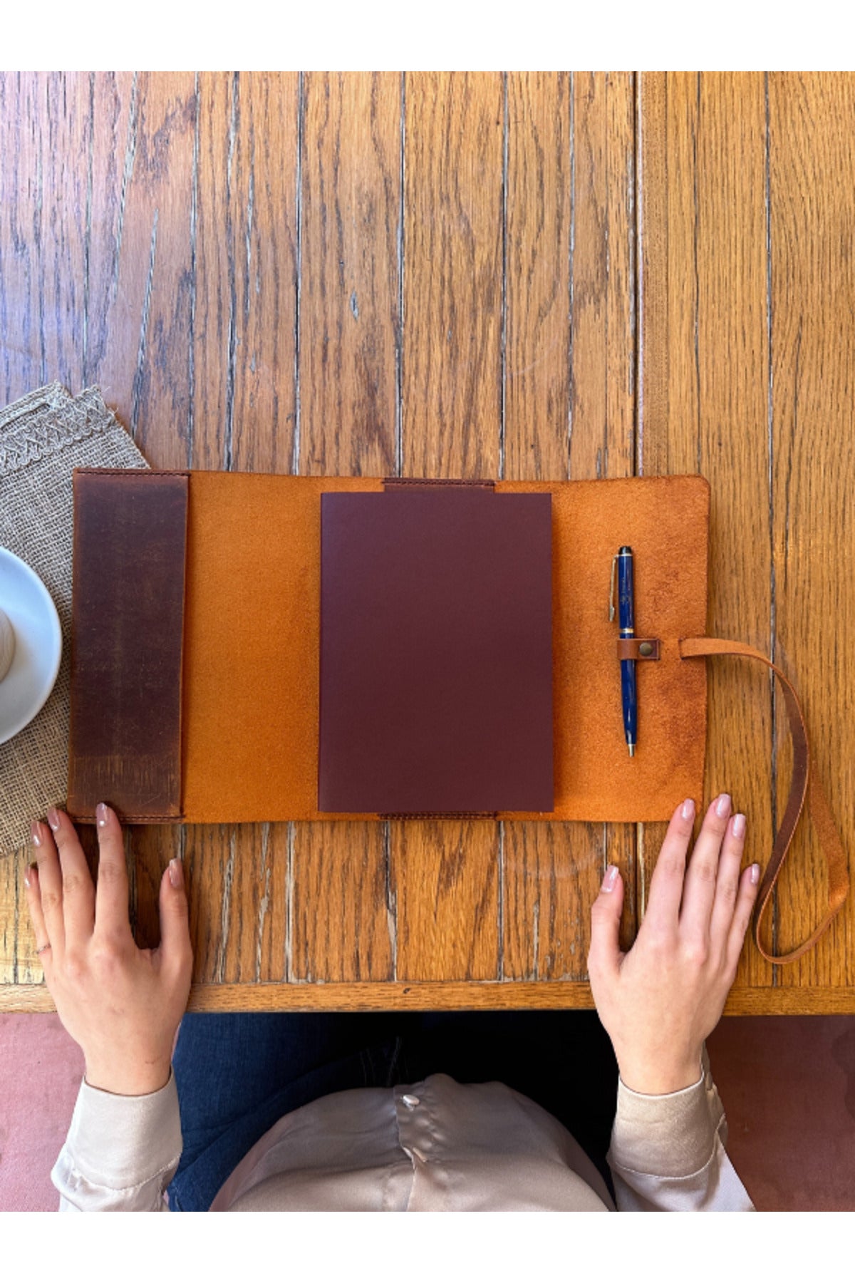 El Yapımı Hakiki Deri A5 Ajanda Defter Kitap Kılıfı
