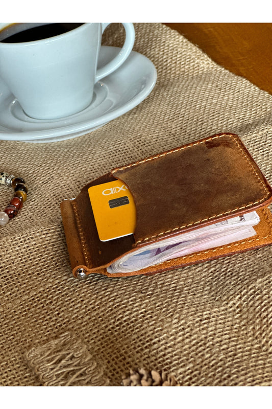 Hakiki Deri Para Klipsli Cüzdan, Slim Kartlık Erkek ve Kadın İnce Cüzdan, İnce Pratik Kartlık