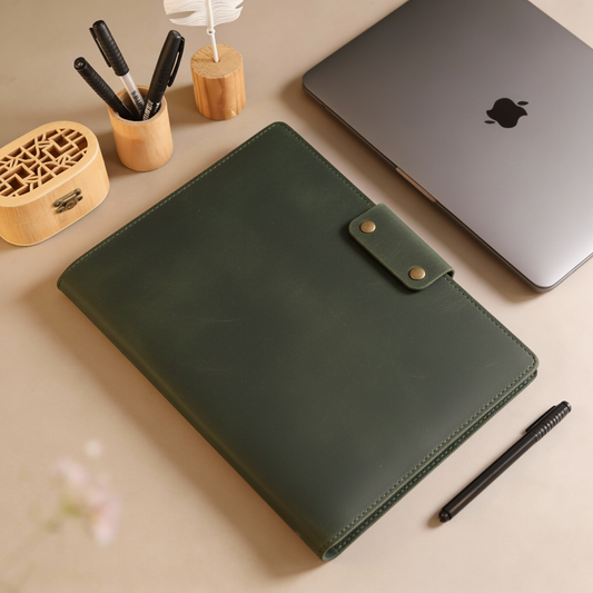 Hakiki Deri A4 Defter Kılıfı - A4 Organizer – El Yapımı Kişiye Özel Premium Evrak Dosyası