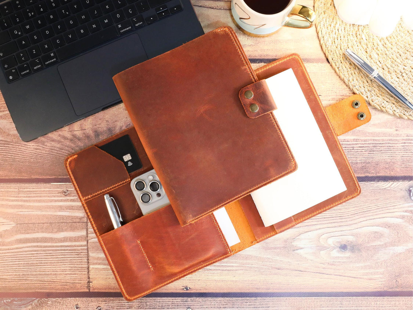 Crazy Deri A5 Organizer – Hakiki Deri Kişiye Özel El Yapımı Defter Kılıfı