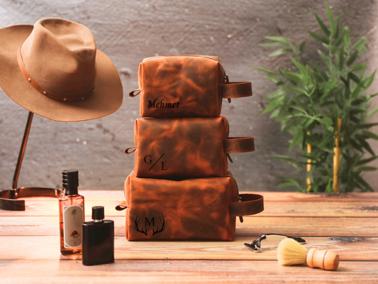 Hakiki Deri Bakım Çantası – Deri Tıraş ve Seyahat Organizer Çanta