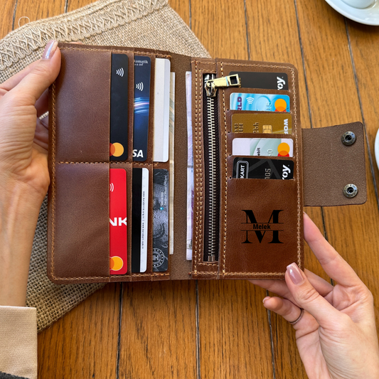 Crazy Deri Çok Kartlı Cüzdan – Hakiki Deri Kişiye Özel Organizer Cüzdan