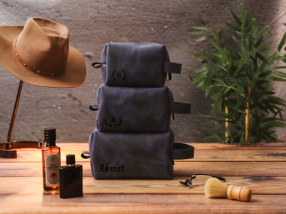 Hakiki Deri Bakım Çantası – Deri Tıraş ve Seyahat Organizer Çanta