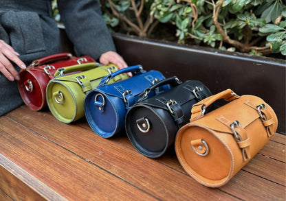 Hakiki Deri Kadın El Çantası – El Yapımı Silindirik Tasarım Premium Çanta