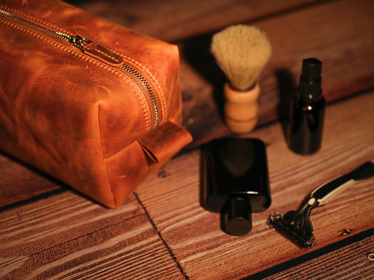 Hakiki Deri Bakım Çantası – Deri Tıraş ve Seyahat Organizer Çanta