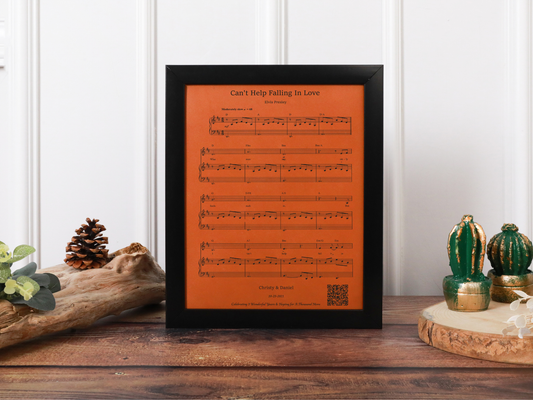 Kişiye Özel Müzik Notalı Deri Tablo – Seçtiğiniz Şarkı, İsim & Tarihli Özel Çerçeve
