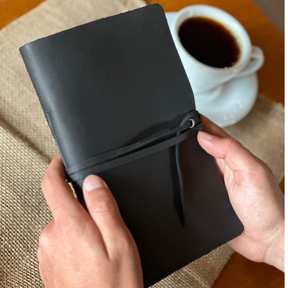 Hakiki Siyah Deri A5 Defterli Kılıf