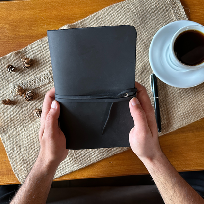 Hakiki Siyah Deri A5 Defterli Kılıf