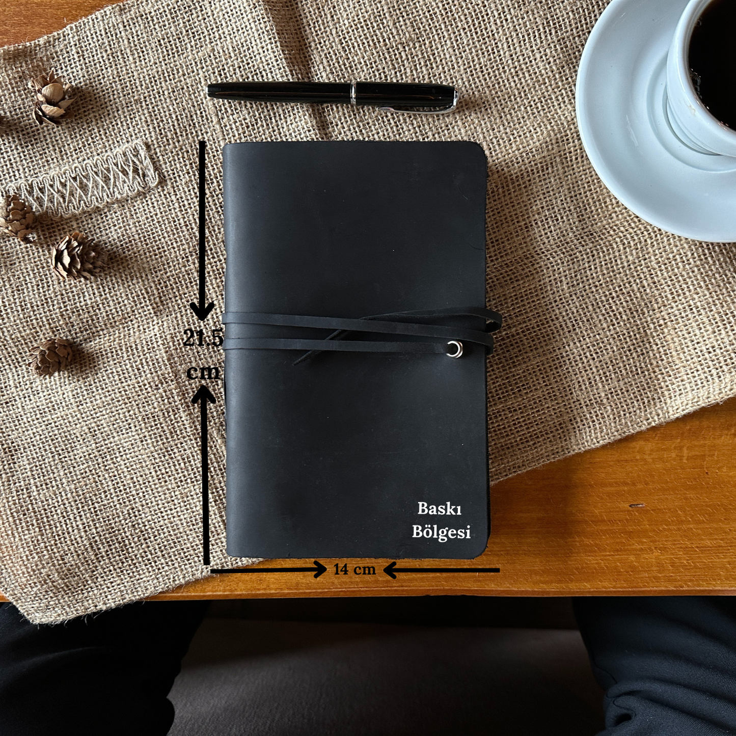 Hakiki Siyah Deri A5 Defterli Kılıf