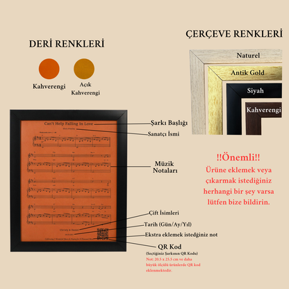 Kişiye Özel Müzik Notalı Deri Tablo – Seçtiğiniz Şarkı, İsim & Tarihli Özel Çerçeve