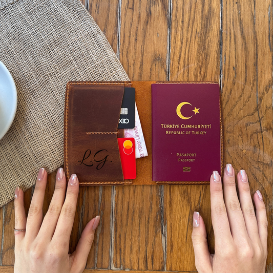 Hakiki Deri Pasaport Cüzdanı – Kartlıklı Minimal Seyahat Organizer | El Yapımı Gerçek Deri Pasaport Kılıf