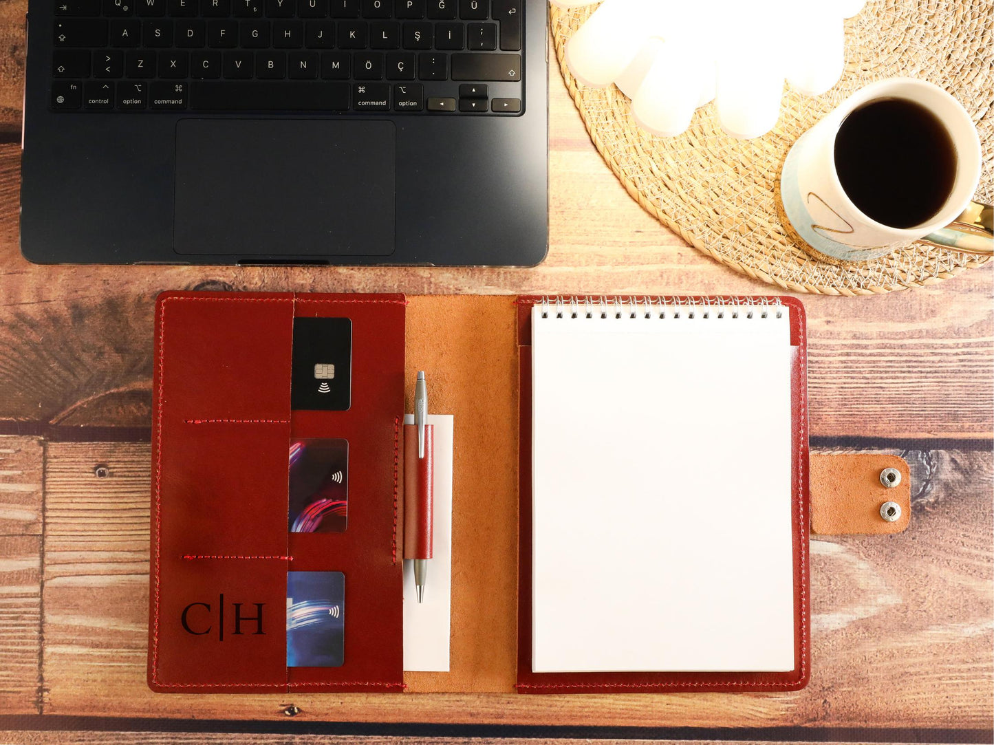 Hakiki Veg-Tan Deri A5 Defter Kılıfı – Kişiye Özel El Yapımı Leather Organizer