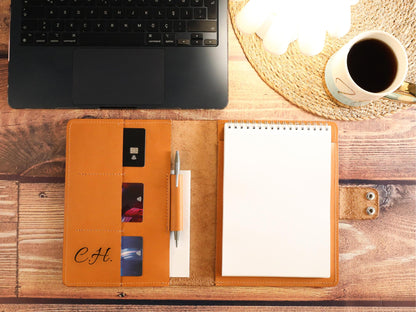 Hakiki Veg-Tan Deri A5 Defter Kılıfı – Kişiye Özel El Yapımı Leather Organizer