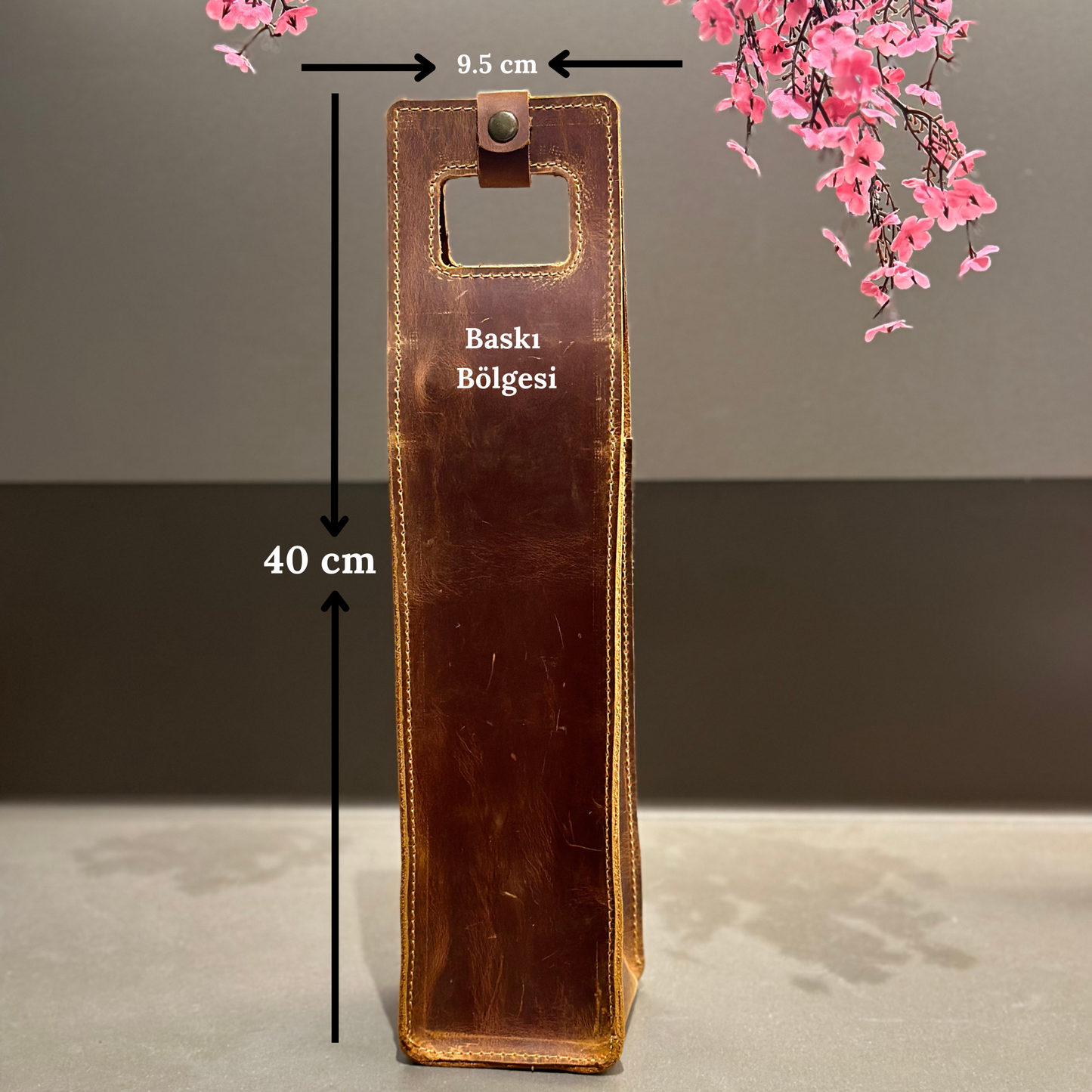 Hakiki Deri Şarap Kılıfı – Full Grain Crazy Deri Kişiye Özel Şarap Taşıma Kılıfı